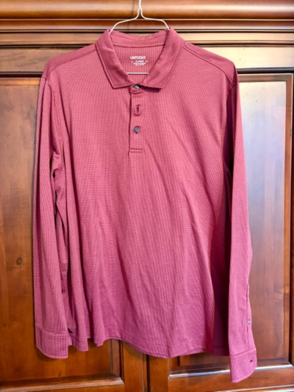 UNTUCKit XL Knit Long Sleeve Polo Maroon XL